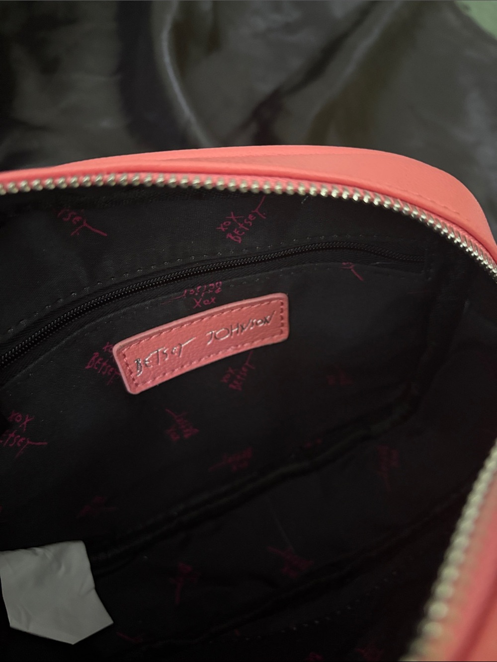 Betsey Johnson Pink & Green Pickleball Paddle Crossbody Bag with Striped Strap - Picture 7 of 8